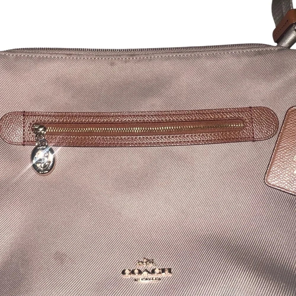 Coach Sawyer Stone Crossbody Bag Taupe Tan Brown Leather Adjustable Strap